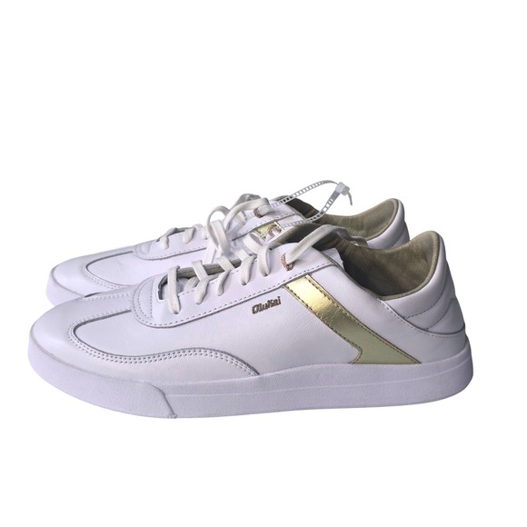 OluKai Shoes - OluKai Pehuea Li Womens White Gold Leather Lace Up Fashion Sneakers Shoes Sz 11w